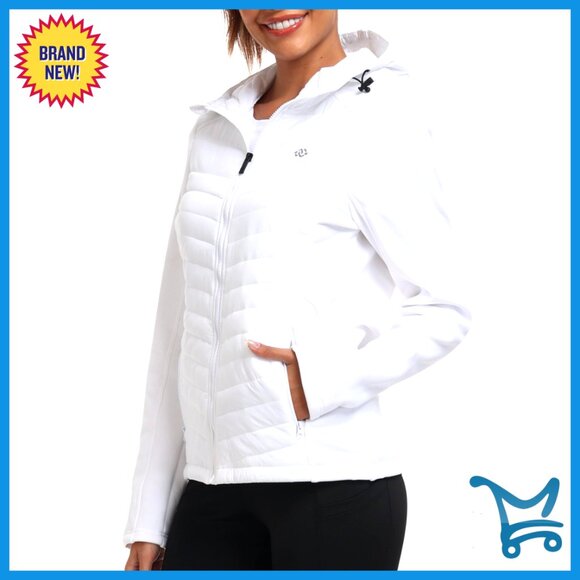 Fleece Lined Softshell Jacket Hooded Lightweight Insulated Puffer Hybrid Down